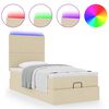 vidaXL Ottoman-Bett mit Matratze & LEDs Creme 80x200 cm Stoff