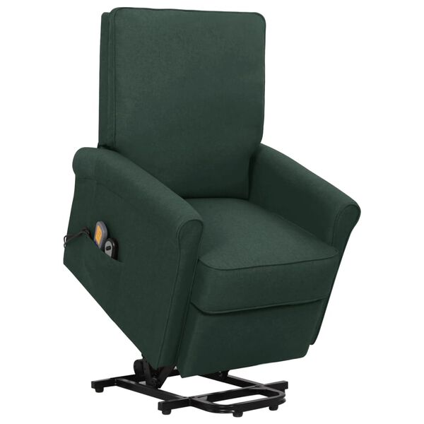vidaXL Massagesessel mit Aufstehhilfe Dunkelgrün Stoff