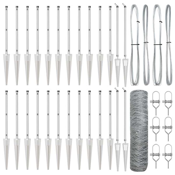 vidaXL Zaunpfosten Silber 50 x 0,8 m (50 mm Maschen) Stahl