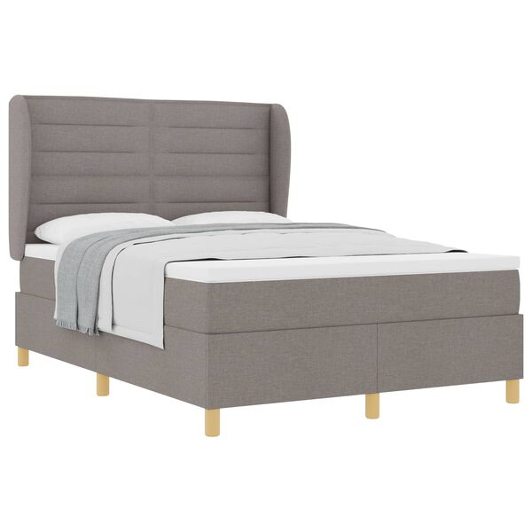 vidaXL Boxspringbett mit Matratze Taupe 200 x 140 cm Stoff