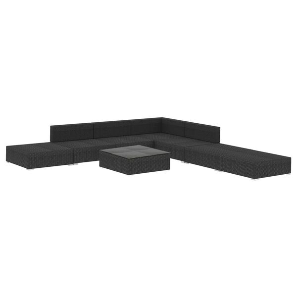 vidaXL 8-tlg. Garten-Lounge-Set mit Auflagen Poly Rattan Schwarz