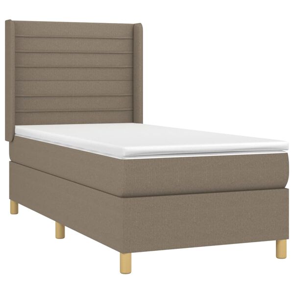 vidaXL Boxspringbett mit Matratze Taupe 90x200 cm Stoff