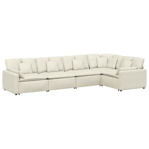 vidaXL Modulares Sofa mit Kissen Samt Cream