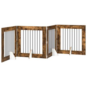 vidaXL Klappbares Hundetor mit St&auml;ndern 4 stk. R&auml;uchereiche 321 cm
