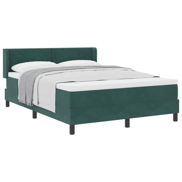 vidaXL Boxspringbett mit Matratze Dunkelgr&uuml;n 200 x 160 cm Samt