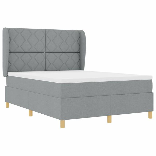 vidaXL Boxspringbett mit Matratze Dunkelgrau 90x190 cm Hellgrau Stoff