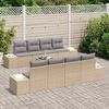 vidaXL Garten-Sofa-Set mit Kissen 8 pcs Beige und Grau Poly-Rattan