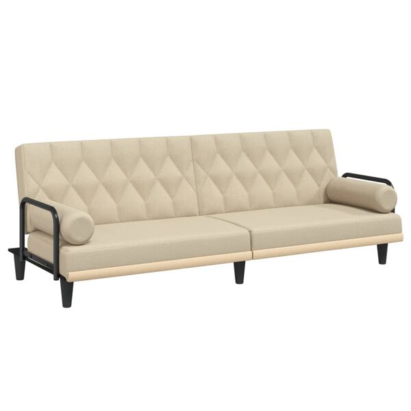 vidaXL Schlafsofa mit Armlehnen Creme Stoff