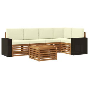 vidaXL Outdoor-Sofagarnitur 6 stk. Natur und Creme Polyester