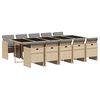 vidaXL 11-tlg. Garten-Essgruppe mit Kissen Beigemischung Poly Rattan
