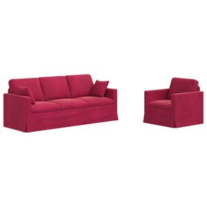 vidaXL Sofa 2 pcs Weinrot 198 x 78 x 80 cm Samt