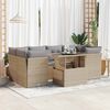 vidaXL 7-tlg. Garten-Sofagarnitur mit Kissen Beige Poly Rattan