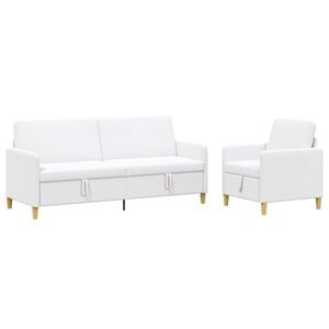vidaXL Sofa Set mit Stauraum 2 stk. Wei&szlig; Polyester