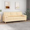 vidaXL 3-Sitzer-Sofa mit Kissen Creme 180 cm Stoff