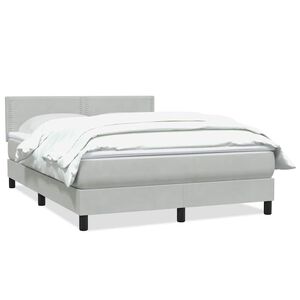 vidaXL Boxspringbett mit Matratze Hellgrau 140x210 cm Samt