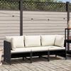 vidaXL 3-Sitzer-Gartensofa mit Auflagen Schwarz Poly Rattan