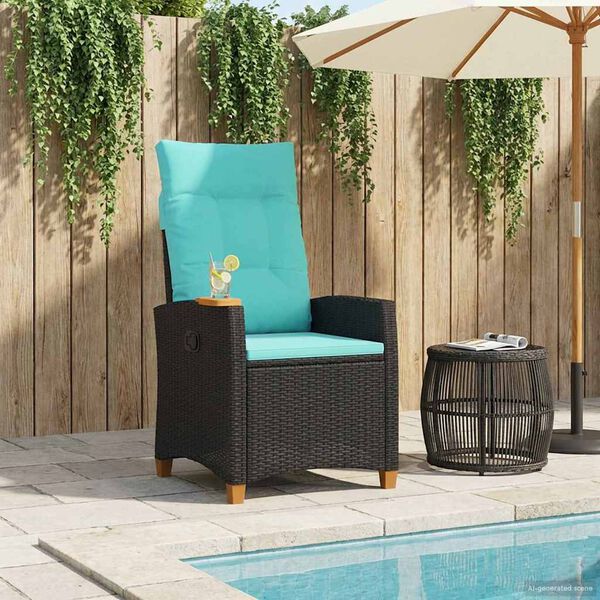 vidaXL Liegestuhl mit Teeteller 62 x 64 x 112 cm Poly-Rattan