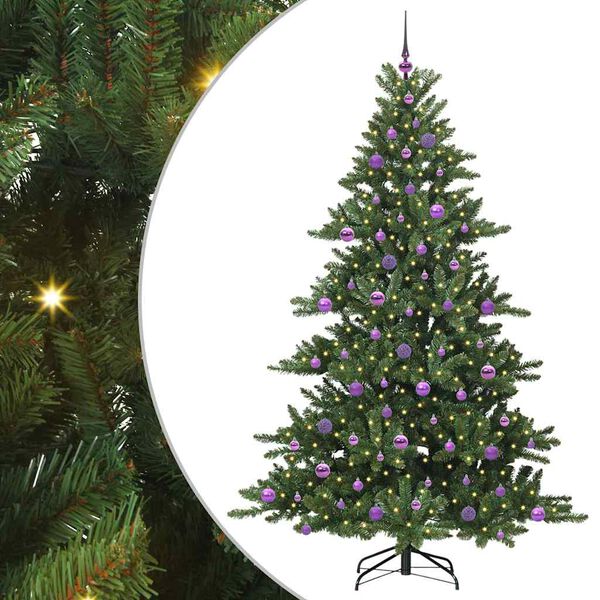 vidaXL K&uuml;nstlicher klappbarer Weihnachtsbaum Gr&uuml;n 210 cm PVC und Stahl