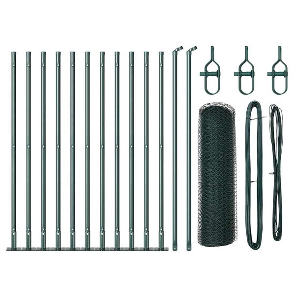 vidaXL Zaunpfosten Gr&uuml;n 25 x 0,5 m (13 mm Maschen) Stahl