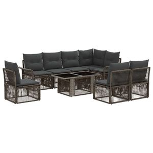 vidaXL Gartensofa-set 9 stk. Grau und Dunkelgrau Poly-Rattan