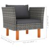 vidaXL 7-tlg. Garten-Lounge-Set Poly Rattan und Eukalyptusholz Grau
