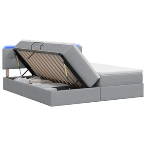 vidaXL LED-Speicherbett mit Matratze Hellgrau 180 x 200 cm Stoff