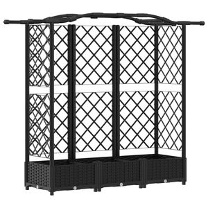 vidaXL Hochbeet mit Rankgitter und Dach Schwarz 163 x 40 x 123 cm PP