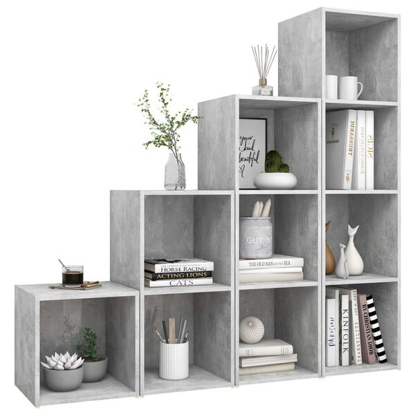 vidaXL 4-tlg. TV-Schrank-Set Betongrau Holzwerkstoff