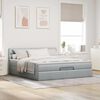 vidaXL Ottoman-Bett mit Matratze & LEDs Hellgrau 160x200 cm Stoff