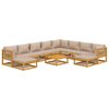 vidaXL 11-tlg. Garten-Lounge-Set mit Taupe Kissen Massivholz