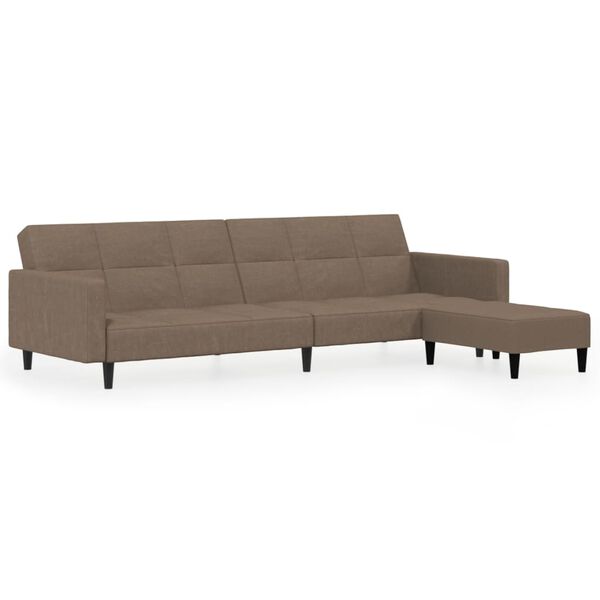 vidaXL Schlafsofa 2-Sitzer mit Hocker Taupe Mikrofasergewebe