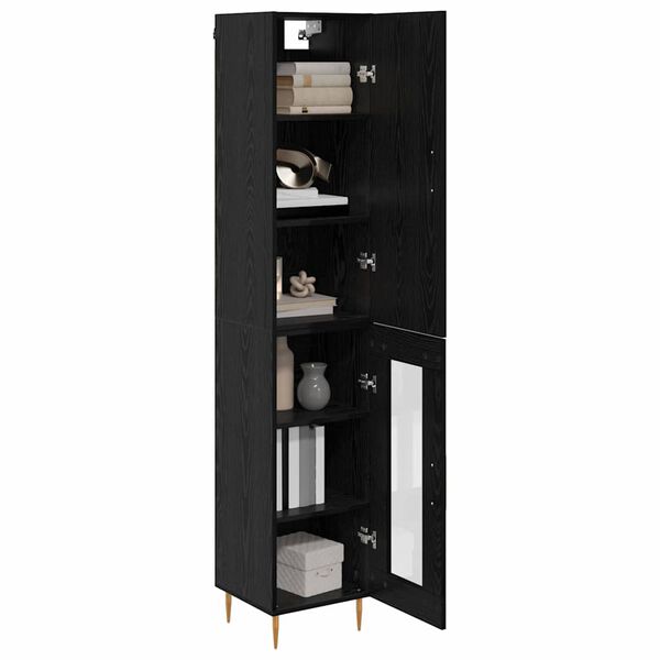 vidaXL Highboard 2 pcs Schwarz Eichen-Optik Holzwerkstoff