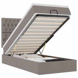 vidaXL Ottoman-Bett mit Matratze Taupe 90x190 cm Stoff
