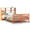 vidaXL Massivholzbett mit Regal ohne Matratze Wachsbraun 140x200 cm