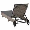 vidaXL Sonnenliege mit Rollen und Auflage Grau Poly Rattan