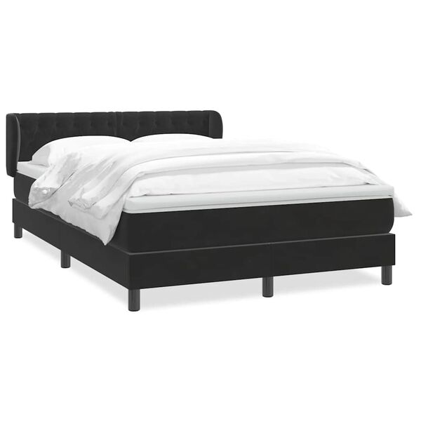 vidaXL Boxspringbett mit Matratze Schwarz 140x210 cm Samt