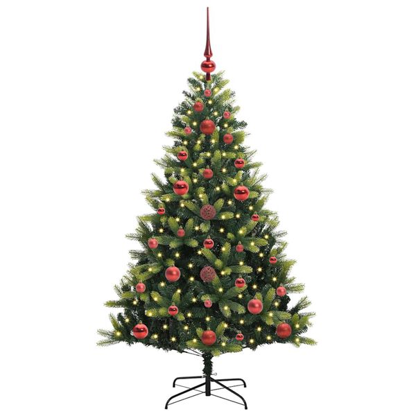 vidaXL K&uuml;nstlicher geflammter Weihnachtsbaum 150 LEDs Gr&uuml;n 120 cm