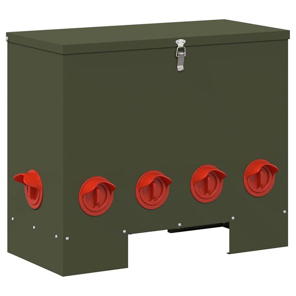 vidaXL H&uuml;hnerf&uuml;tterer Olive Gr&uuml;n 60,5 x 29 x 51 cm Kaltgewalzter Stahl