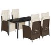 vidaXL 5-tlg. Garten-Essgruppe mit Kissen Braun Poly Rattan