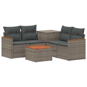 vidaXL Sofa Set 6 stk. Grau und Dunkelgrau Polyrattan und Stahl