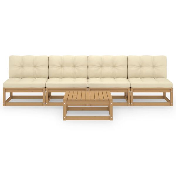 vidaXL 5-tlg. Garten-Lounge-Set mit Kissen Kiefer Massivholz