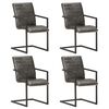 vidaXL Freischwinger 4 Stk. Grau Echtleder