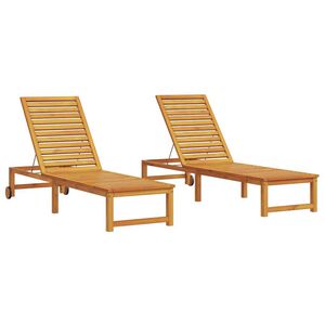 vidaXL Sonnenliege 2 pcs Braun 202 x 53 x 89 cm Massivholz Akazie