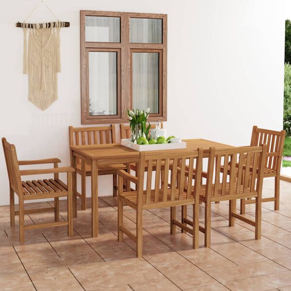 vidaXL 7-teiliges Garten-Ess-Set 160 x 80 cm Massivholz Teak