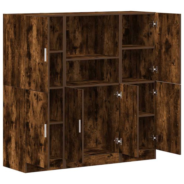 vidaXL 3-tlg. K&uuml;chenschrank-Set R&auml;uchereiche Holzwerkstoff