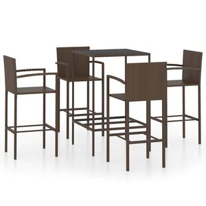 vidaXL 5-tlg. Gartenbar-Set Poly Rattan Braun
