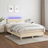 vidaXL Boxspringbett mit Matratze & LED Creme 120x190 cm Stoff