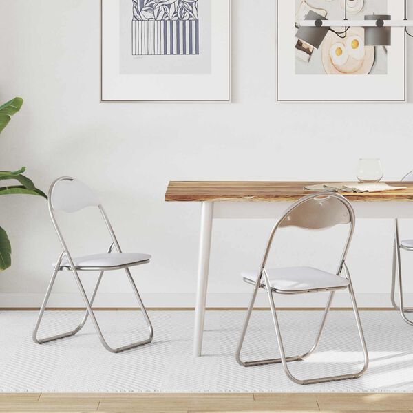 vidaXL Klappstuhl 2 pcs Wei&szlig; und Grau 48 x 43,5 x 81 cm Kunstleder