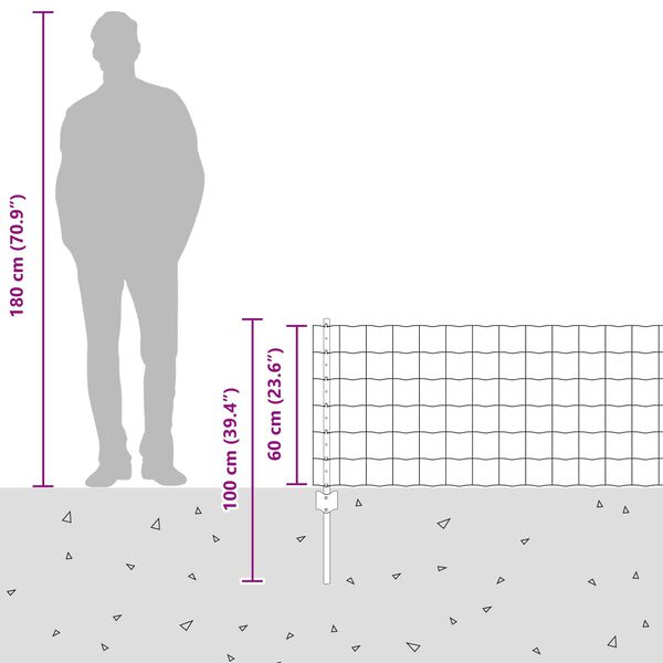 vidaXL Zaun mit Pfosten Silber 0,6 x 25 m Stahl