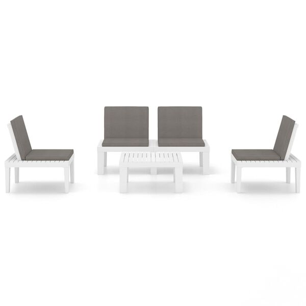 vidaXL 4-tlg. Garten-Lounge-Set mit Kissen Kunststoff Weiß